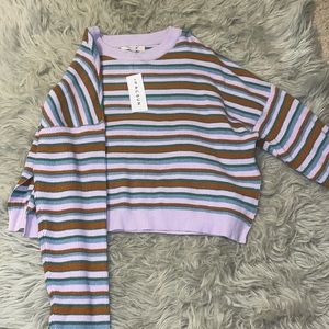 Pacsun L.A Hearts Cropped striped sweater with slits on side